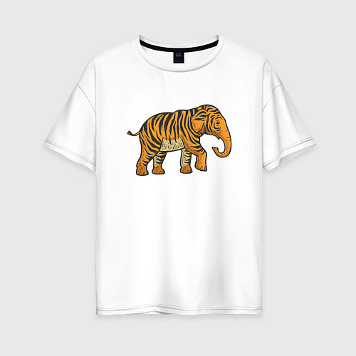 Женская футболка оверсайз Тигровый слон / Белый – фото 1