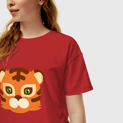 Женская футболка оверсайз Cute Tiger / Красный – фото 3