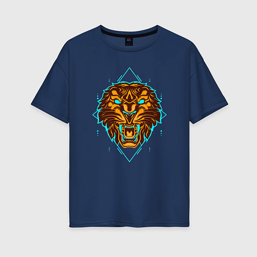 Женская футболка оверсайз Magic Tiger / Тёмно-синий – фото 1