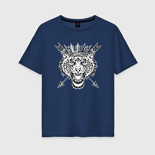 Женская футболка оверсайз Королевский Тигр / Тёмно-синий – фото 1