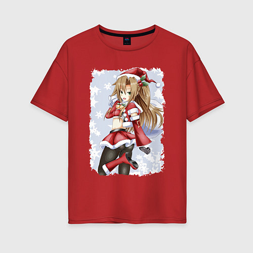 Женская футболка оверсайз Обалденная снегурка / Красный – фото 1
