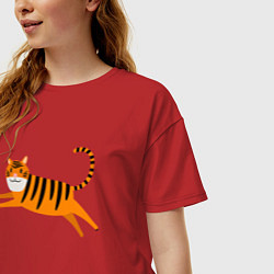 Футболка оверсайз женская Jumping Tiger, цвет: красный — фото 2