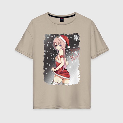 Женская футболка оверсайз Обворожительная снегурочка / Миндальный – фото 1