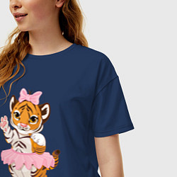 Футболка оверсайз женская Tiger Girl, цвет: тёмно-синий — фото 2