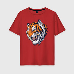 Футболка оверсайз женская Jungle Tiger, цвет: красный