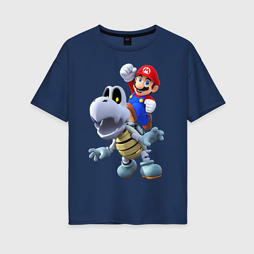 Женская футболка оверсайз Mario hit / Тёмно-синий – фото 1