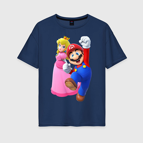 Женская футболка оверсайз Mario Princess / Тёмно-синий – фото 1
