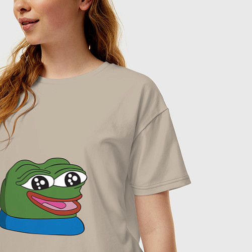 Женская футболка оверсайз Pepe happy Пепе хеппи / Миндальный – фото 3