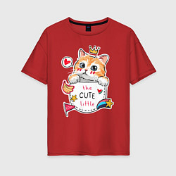 Футболка оверсайз женская Котенок в кармане, цвет: красный