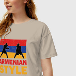 Футболка оверсайз женская Армянский стиль, цвет: миндальный — фото 2