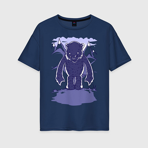 Женская футболка оверсайз Медведь гуляет / Тёмно-синий – фото 1