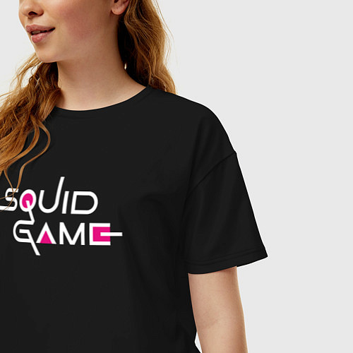 Женская футболка оверсайз Squid Game: Logo / Черный – фото 3