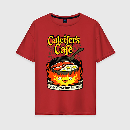 Женская футболка оверсайз Calcifer cook / Красный – фото 1