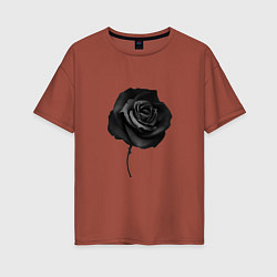 Женская футболка оверсайз Чёрная роза Black rose