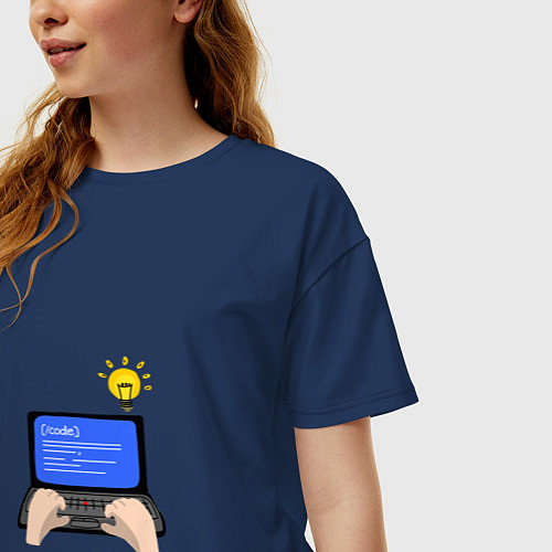 Женская футболка оверсайз Создание компьютерной программы / Тёмно-синий – фото 3