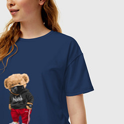 Футболка оверсайз женская Крутой медвежонок в спортивках, цвет: тёмно-синий — фото 2