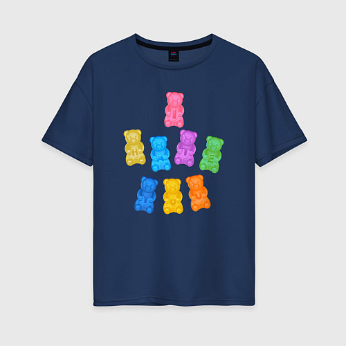 Женская футболка оверсайз Мишки Милохина / Тёмно-синий – фото 1