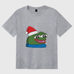 Женская футболка оверсайз Pepe, pepe happy, Пепе хеппи, pepe happy new year