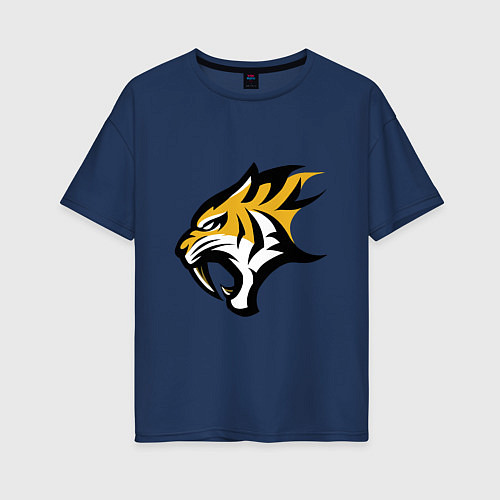 Женская футболка оверсайз Scream Tiger / Тёмно-синий – фото 1