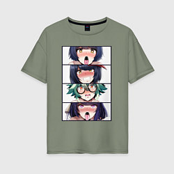 Футболка оверсайз женская Genshin Impact Ahegao face, цвет: авокадо