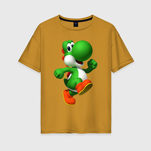 Женская футболка оверсайз 3d Yoshi / Горчичный – фото 1