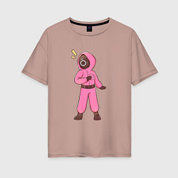 Женская футболка оверсайз Игра в кальмара: удивление