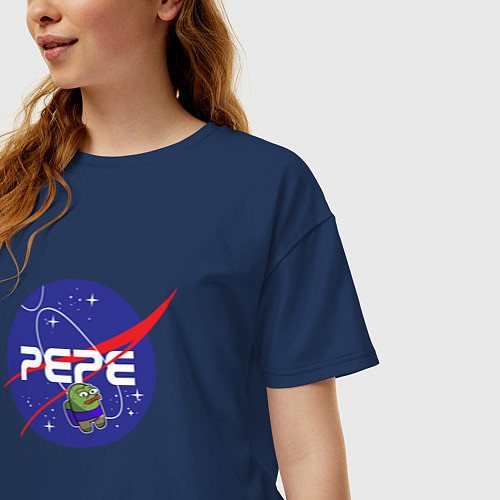 Женская футболка оверсайз Pepe Pepe space Nasa / Тёмно-синий – фото 3