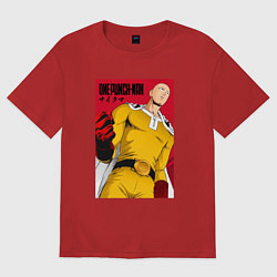 Футболка оверсайз женская Сайтама Saitama Ванпанчмен, цвет: красный
