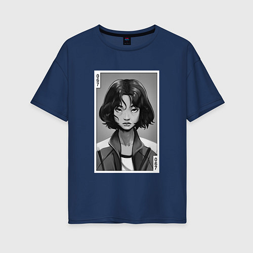 Женская футболка оверсайз 067 Красавица Кан Сэ Бёк / Тёмно-синий – фото 1