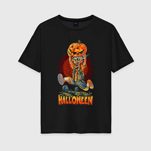 Женская футболка оверсайз Halloween / Черный – фото 1