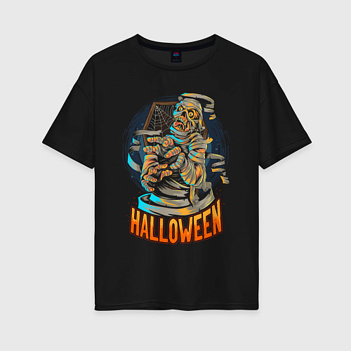 Женская футболка оверсайз Halloween Mummy / Черный – фото 1