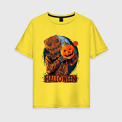 Футболка оверсайз женская Halloween Scarecrow, цвет: желтый