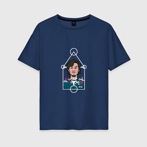 Женская футболка оверсайз 456 - Squid Game / Тёмно-синий – фото 1