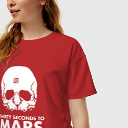 Футболка оверсайз женская 30 Seconds to Mars белый череп, цвет: красный — фото 2