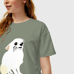 Футболка оверсайз женская Шкодливый Чихуахуа, цвет: авокадо — фото 2