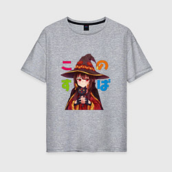 Футболка оверсайз женская Meg Black Cаt, цвет: меланж