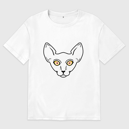 Женская футболка оверсайз Глазастый кот / Белый – фото 1