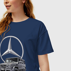 Футболка оверсайз женская Mercedes Gelendwagen G63 AMG G-class G400d, цвет: тёмно-синий — фото 2