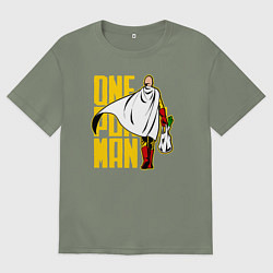 Футболка оверсайз женская Сайтама возвращается из супермаркета One Punch-Man, цвет: авокадо