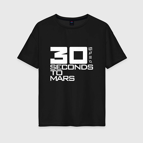 Женская футболка оверсайз 30 Seconds To Mars logo / Черный – фото 1