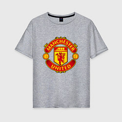 Футболка оверсайз женская Манчестер Юнайтед логотип, цвет: меланж