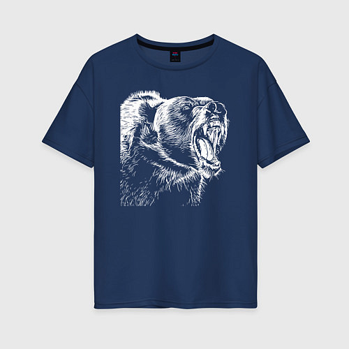 Женская футболка оверсайз Медвежья пасть / Тёмно-синий – фото 1