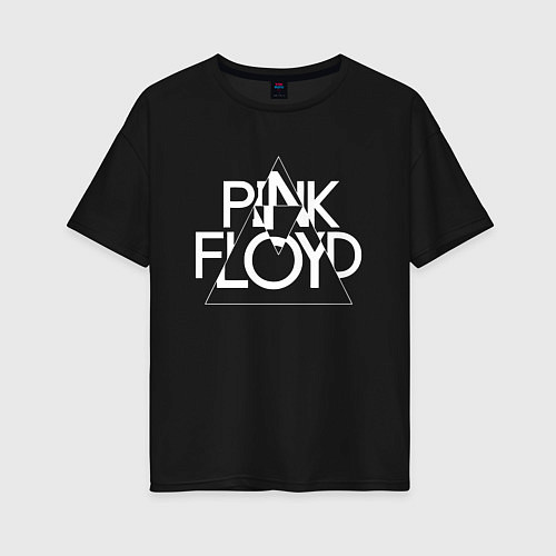 Женская футболка оверсайз PINK FLOYD LOGO ПИНК ФЛОЙД ЛОГОТИП / Черный – фото 1