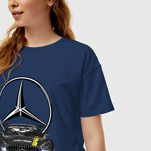 Женская футболка оверсайз Легендарная гоночная мировая команда / Тёмно-синий – фото 3