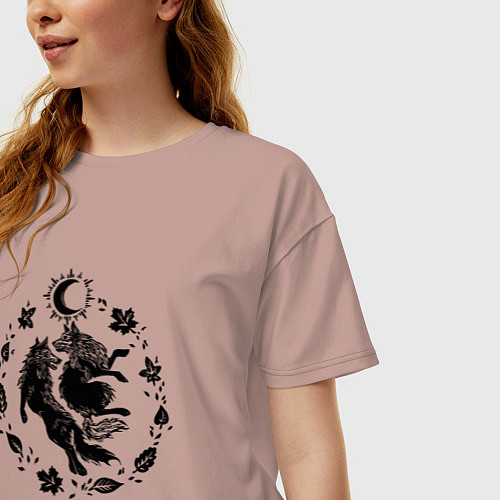 Женская футболка оверсайз Волки из легенд / Пыльно-розовый – фото 3