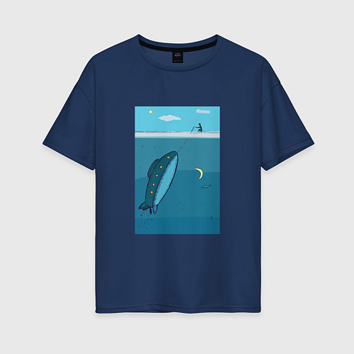 Женская футболка оверсайз Субмарина / Тёмно-синий – фото 1