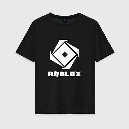 Женская футболка оверсайз ROBLOX WHITE LOGO / Черный – фото 1