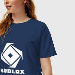 Футболка оверсайз женская ROBLOX WHITE LOGO, цвет: тёмно-синий — фото 2