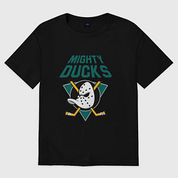Футболка оверсайз женская Анахайм Дакс, Mighty Ducks, цвет: черный