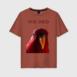 Женская футболка оверсайз Красный попугай